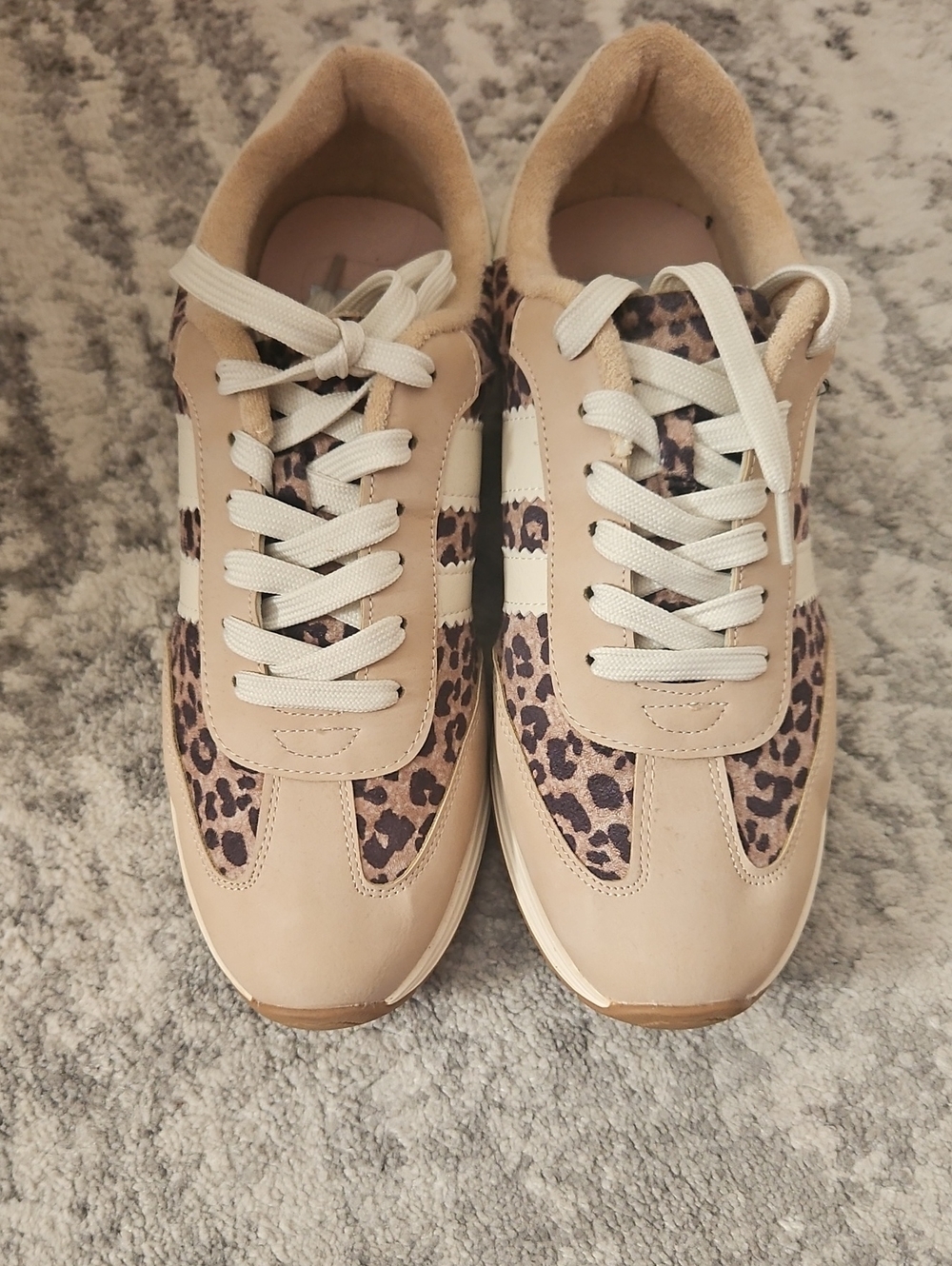 Dolce Vita Beige and Leopard-Print Women's Sneakers
